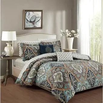 Linen World Queen 'Wellington' 9 PC Oversized Reversible Comforter Set