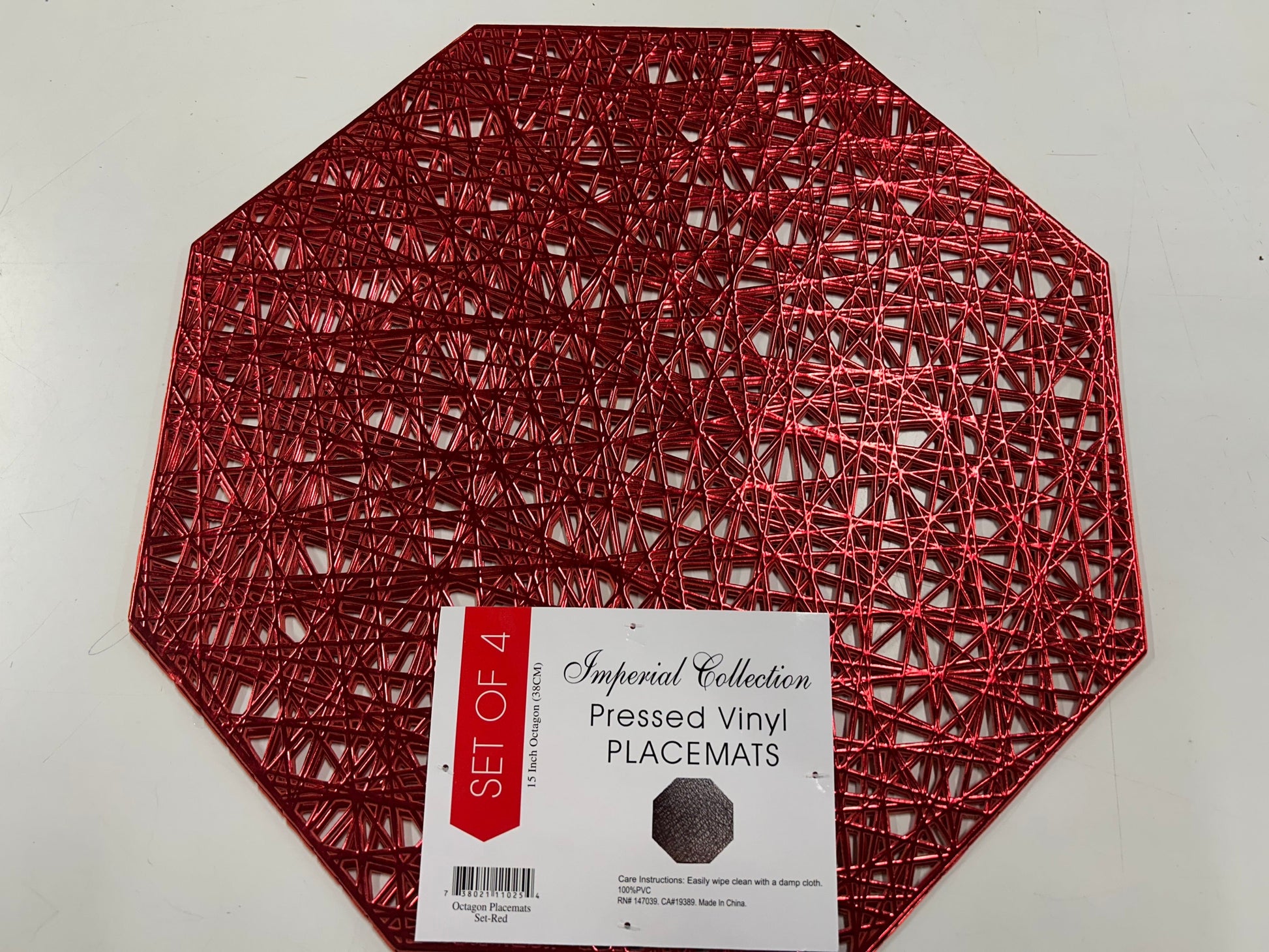 Linen World Red 4 Pack Pressed Vinyl Placemats