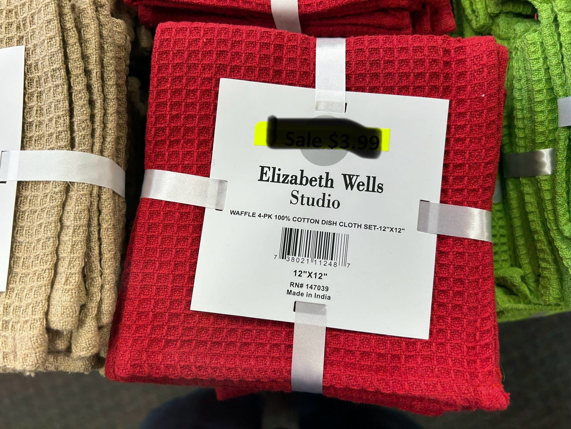 Linen World Red 4 Pack Waffle Dish Cloths