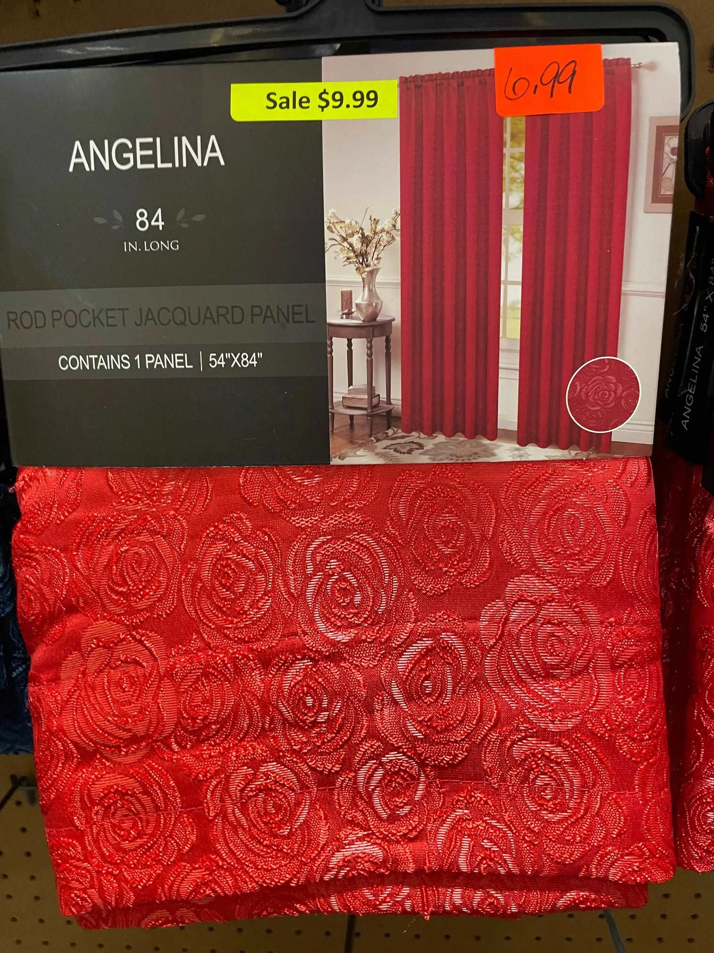 Linen World Home & Garden Red “Angelina “ flower curtain panel
