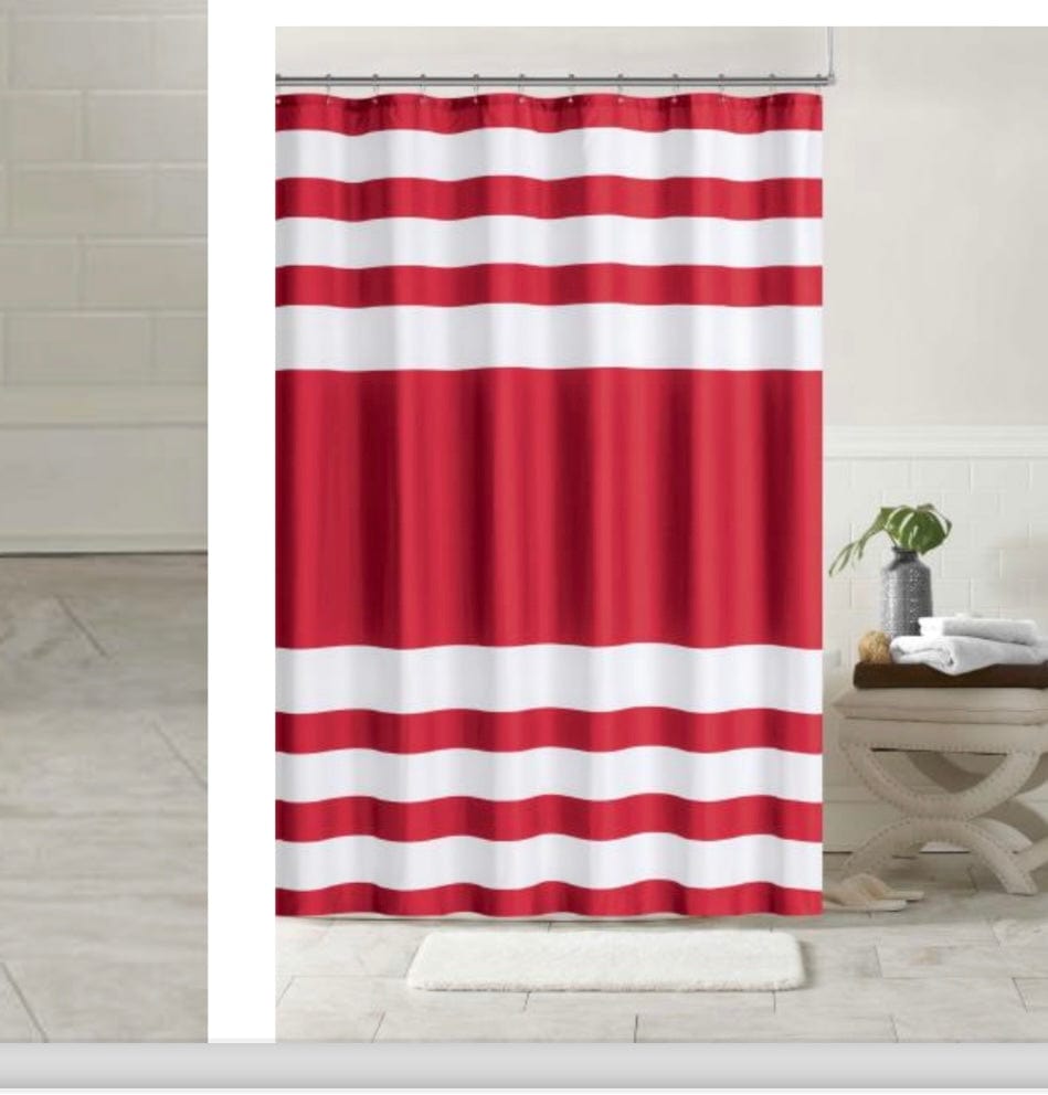 Linen World Red Heavy Duty Fabric Shower Curtain ‘Variegated’