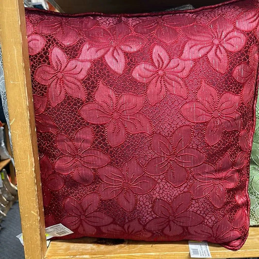 Linen World Red “Jolene” Matching Embroidered Throw Pillow