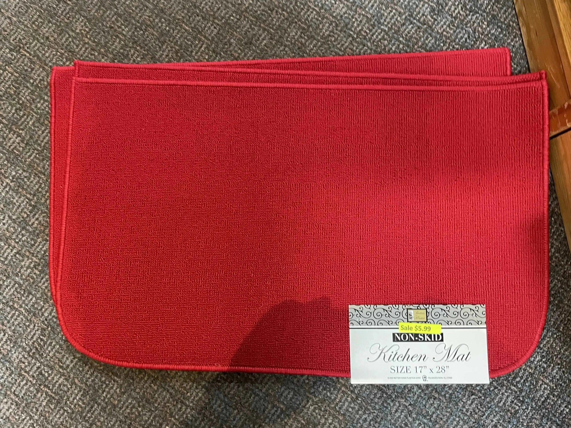 Linen World Red Non-Slip Kitchen Mat 17x28