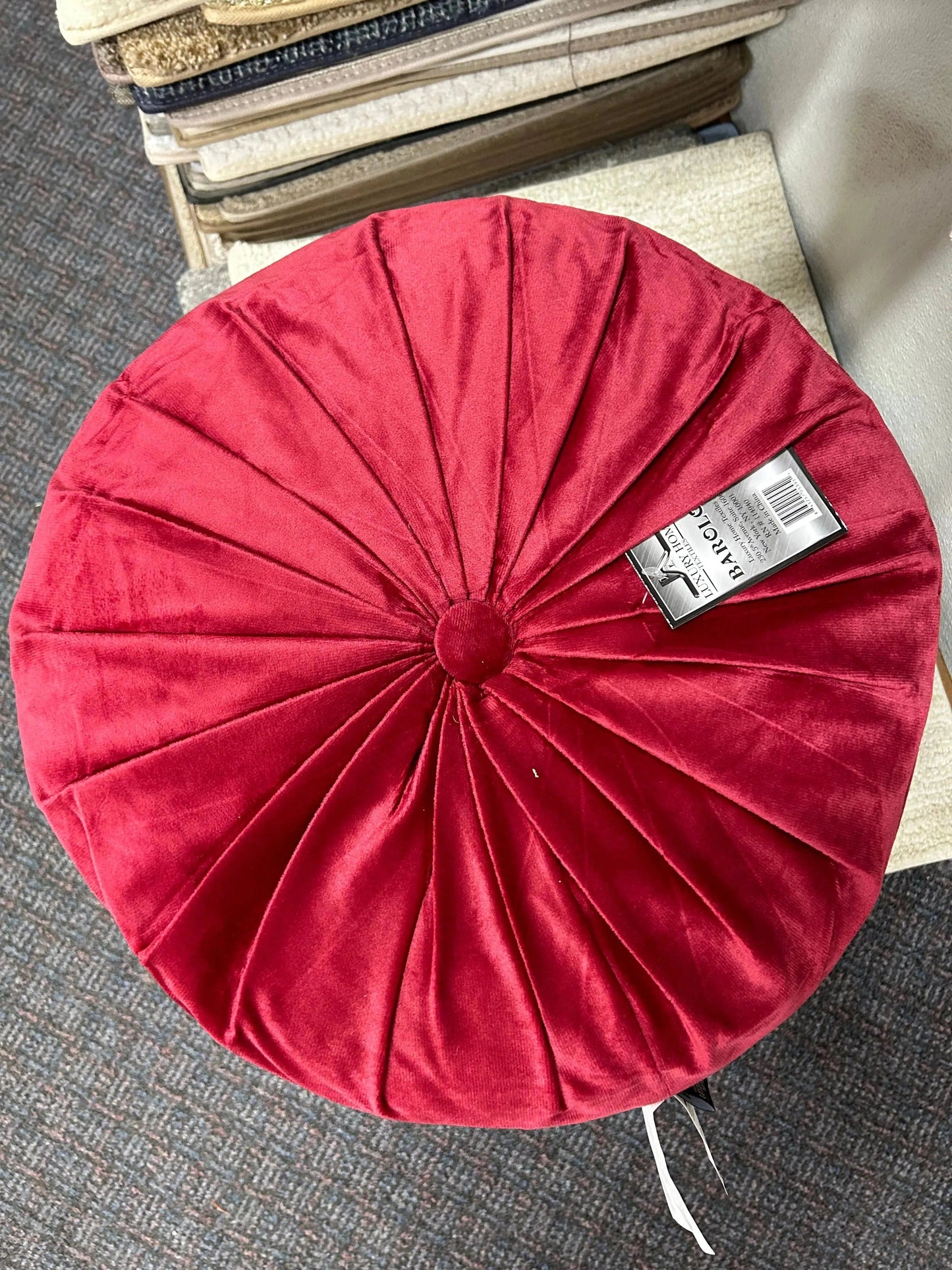 Linen World Red / Solid 16” Round Throw Pillow