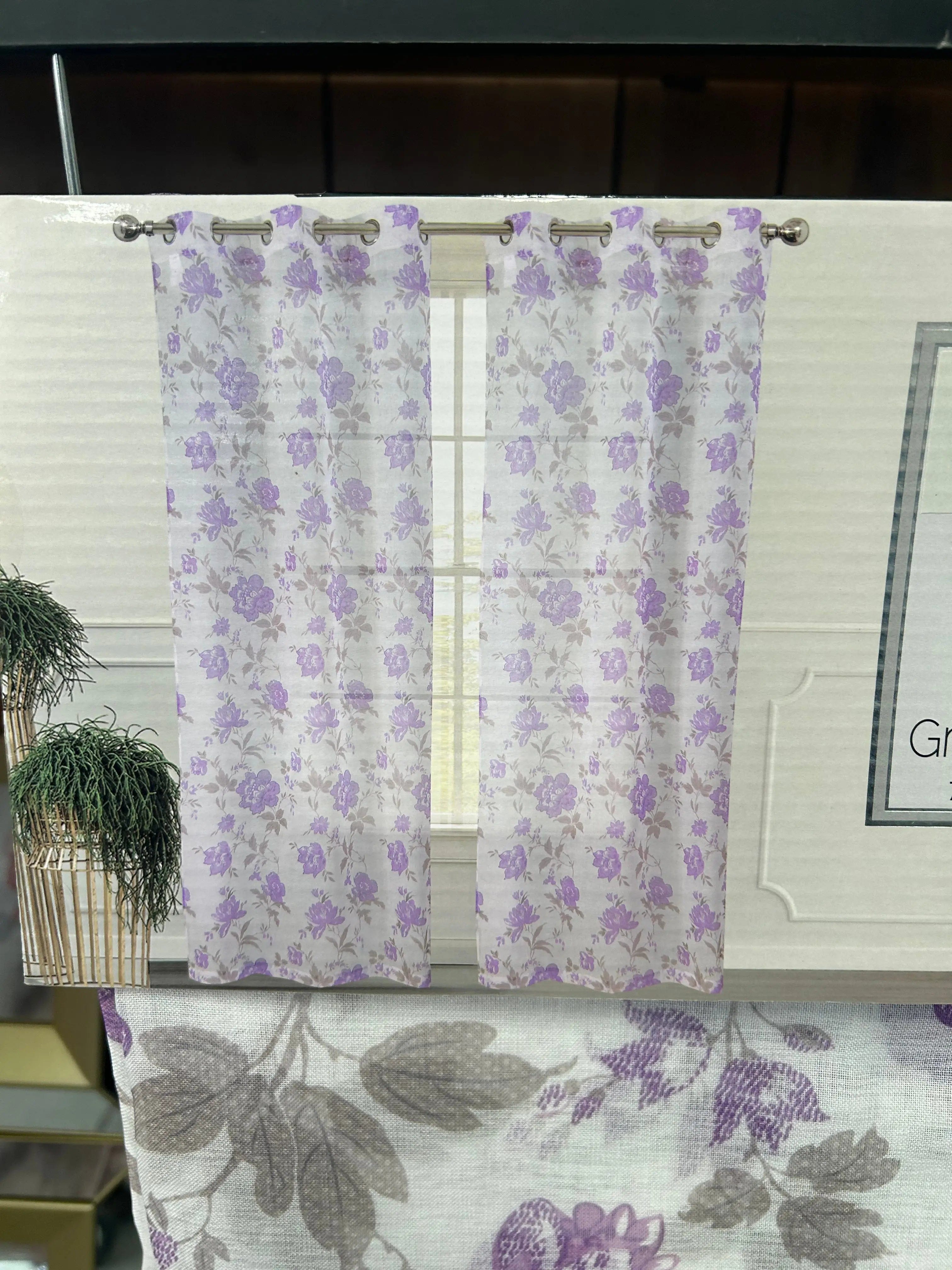 Linen World “Reema” 2 Pack Printed Sheer Curtain Panels