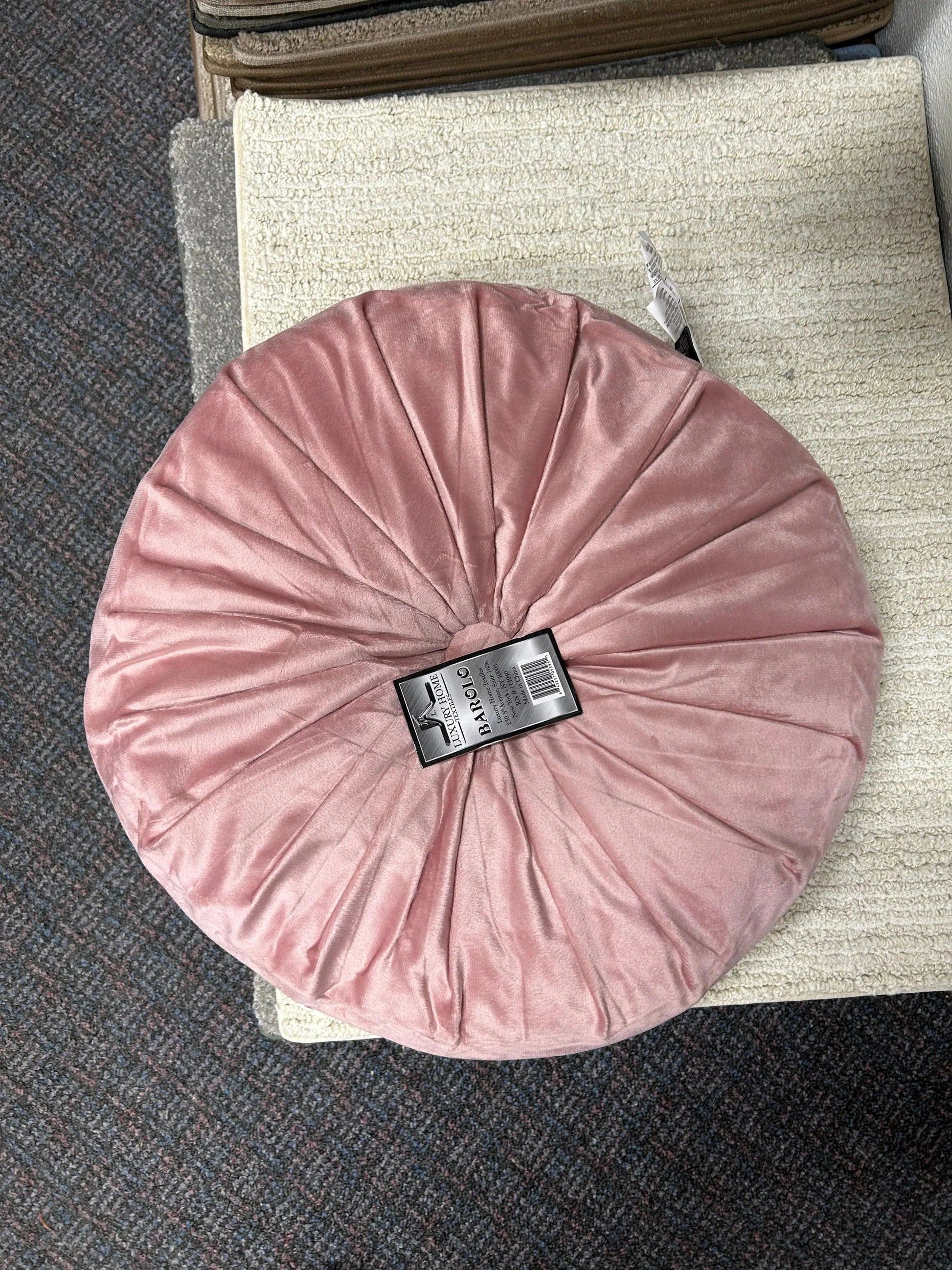 Linen World Rose / Solid 16” Round Throw Pillow