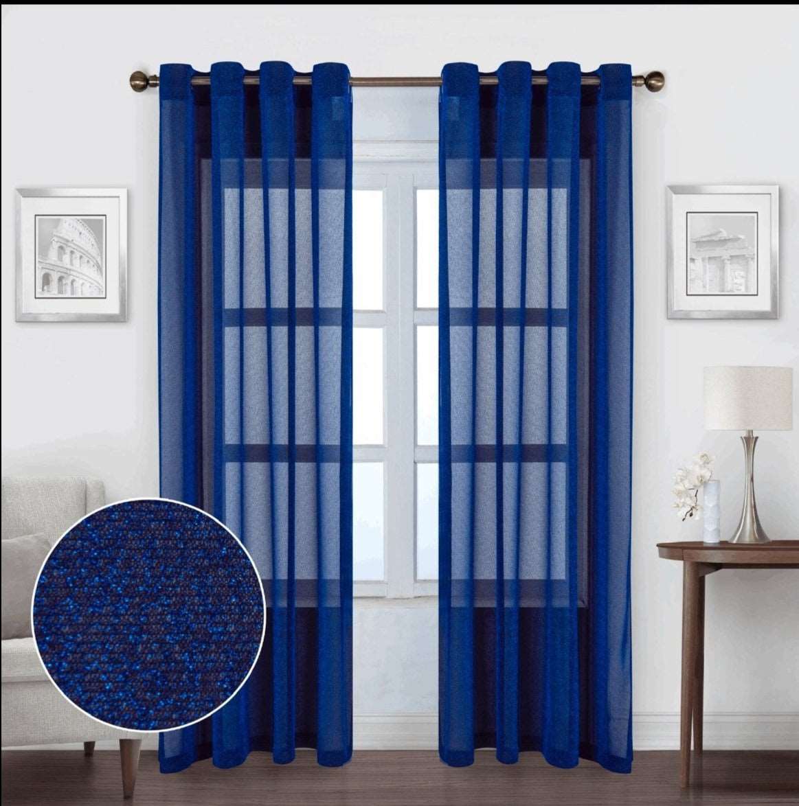 Linen World Royal Blue “Esperanza” Sparkly Sheer Panel