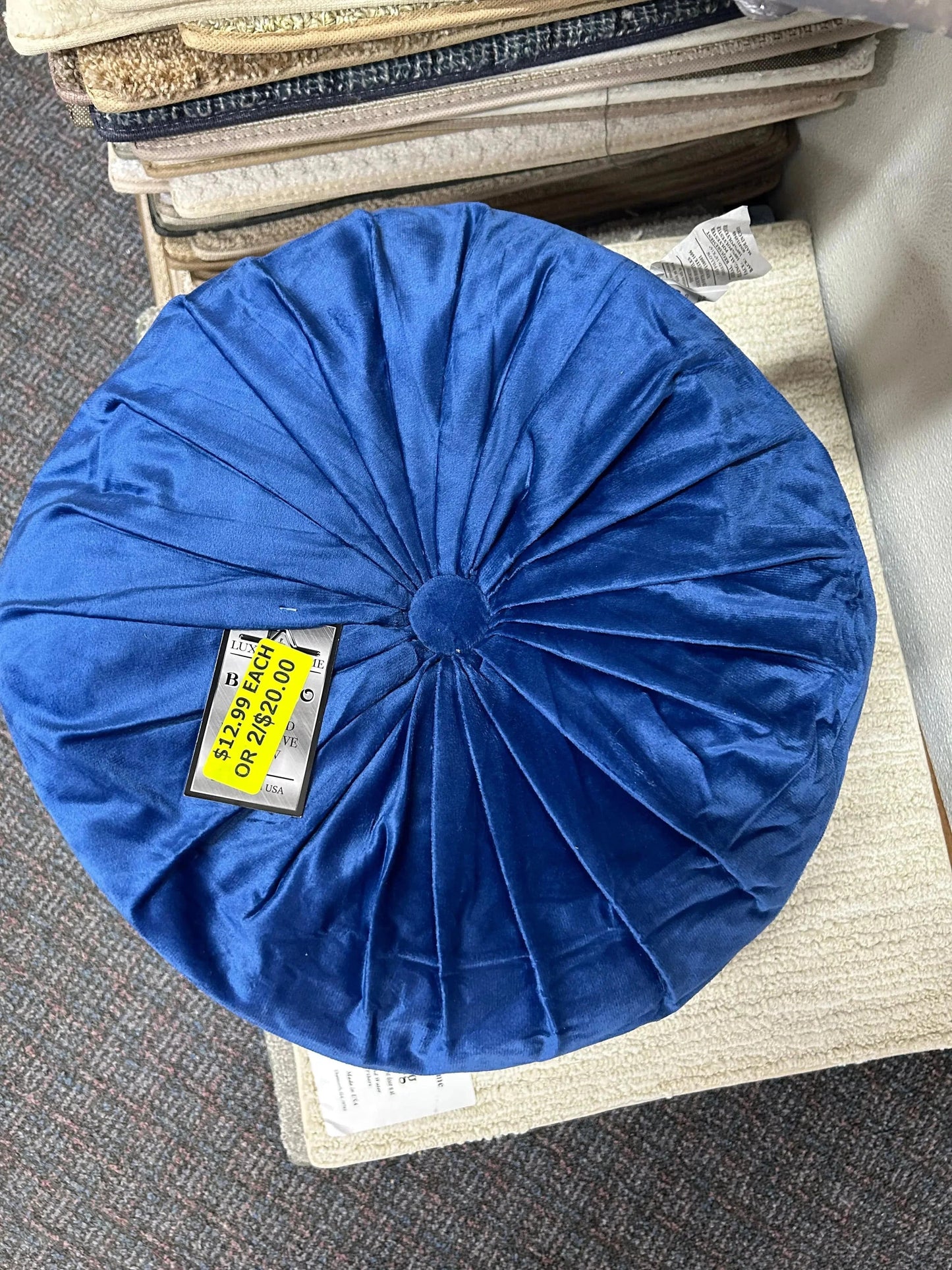 Linen World Royal Blue / Solid 16” Round Throw Pillow