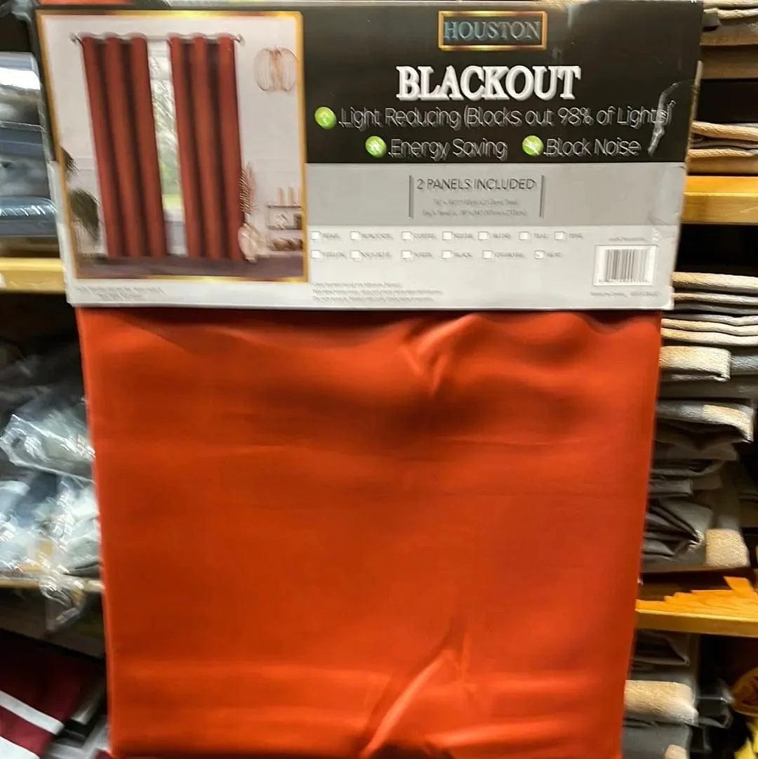 Linen World Curtains & Drapes Rust “Houston” 2 Pack Blackout Window Curtains