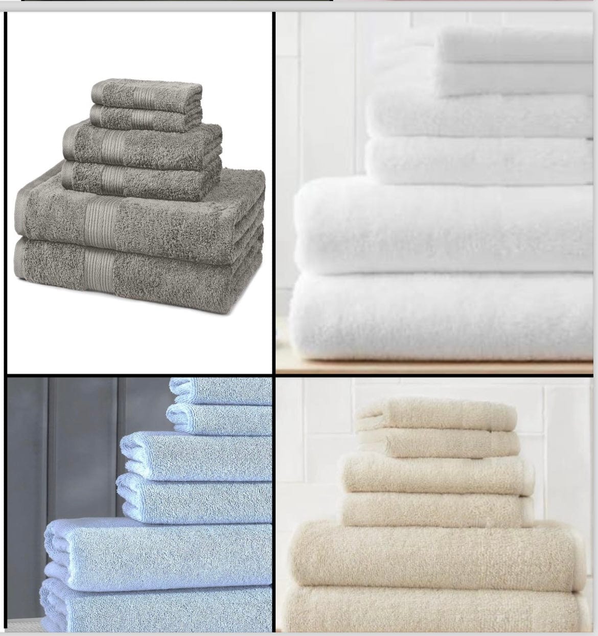 Linen World Silver 100% COTTON 500GSM 6 PC BATH TOWEL SET