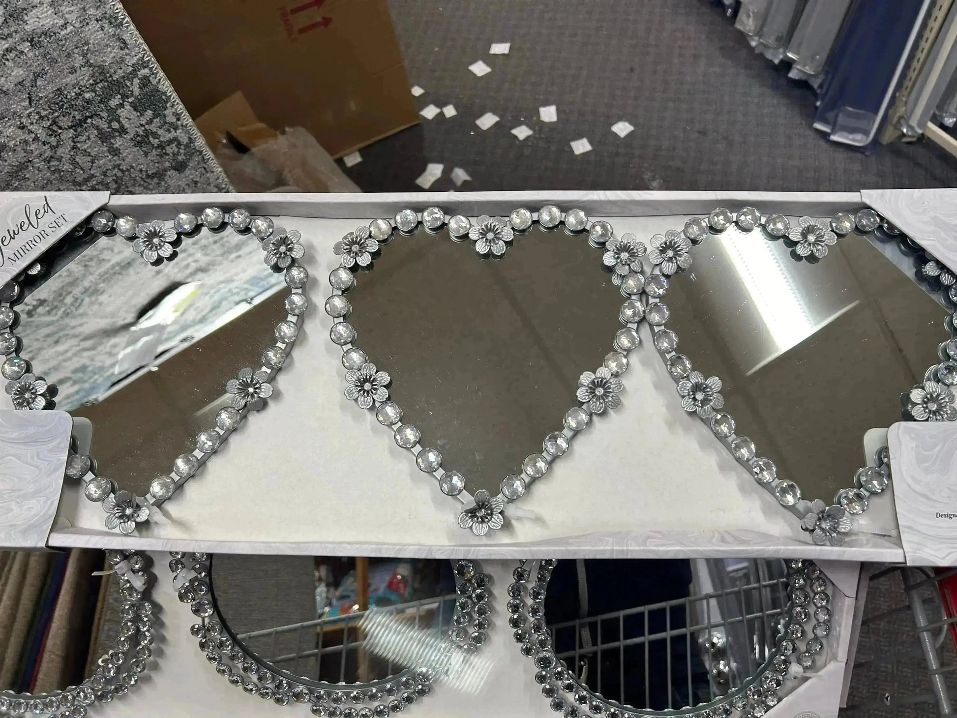 Linen World Wall Art Silver 3 12" Heart Shaped Mirrors