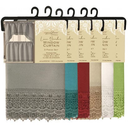 Linen World kitchen curtains Silver 3 PC Solid Kitchen Curtains