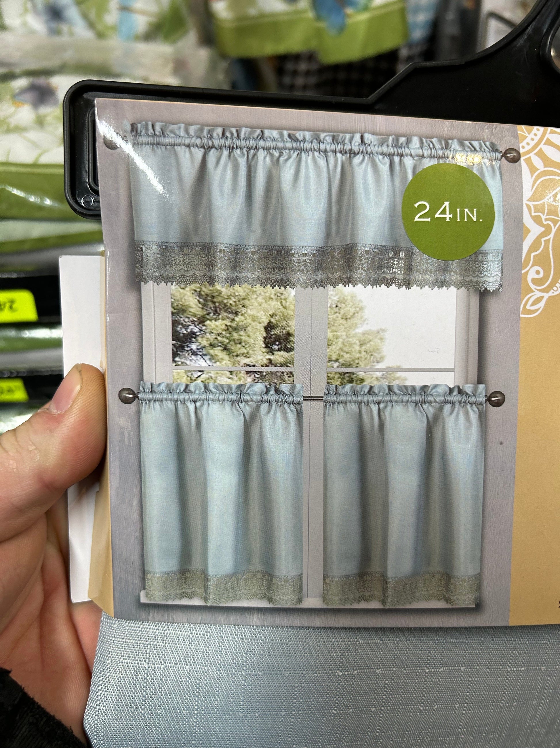 Linen World kitchen curtains Silver 3 PC Solid Kitchen Curtains