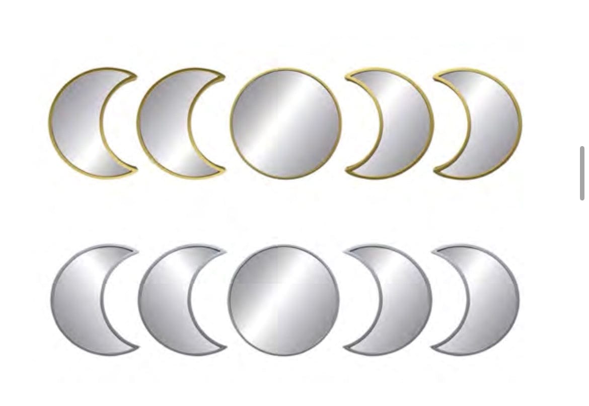 Linen World mirror set Silver 5 PC MOON MIRROR SET