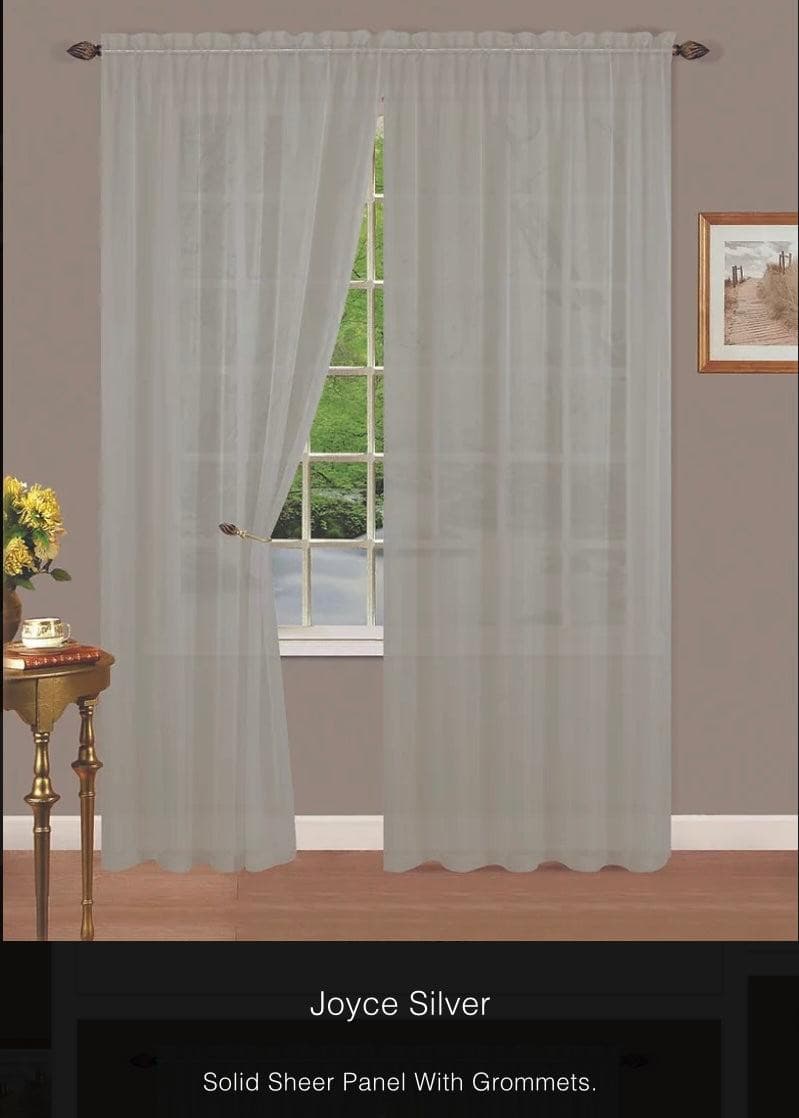 Linen World Curtains & Drapes Silver / 63 inch “Joyce” Sheer Rod Pocket Panel