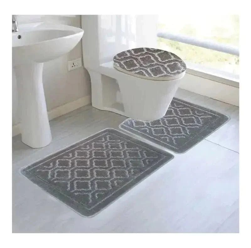 Linen World Bath Mats & Rugs Silver Catherine 3 pc Mega Bathroom Rug Set