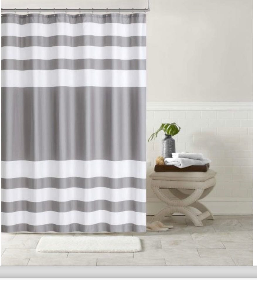 Linen World Silver Heavy Duty Fabric Shower Curtain ‘Variegated’