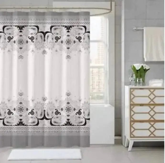 Linen World Silver Heavy fabric shower curtain