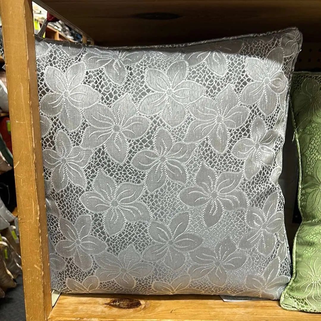 Linen World Silver “Jolene” Matching Embroidered Throw Pillow