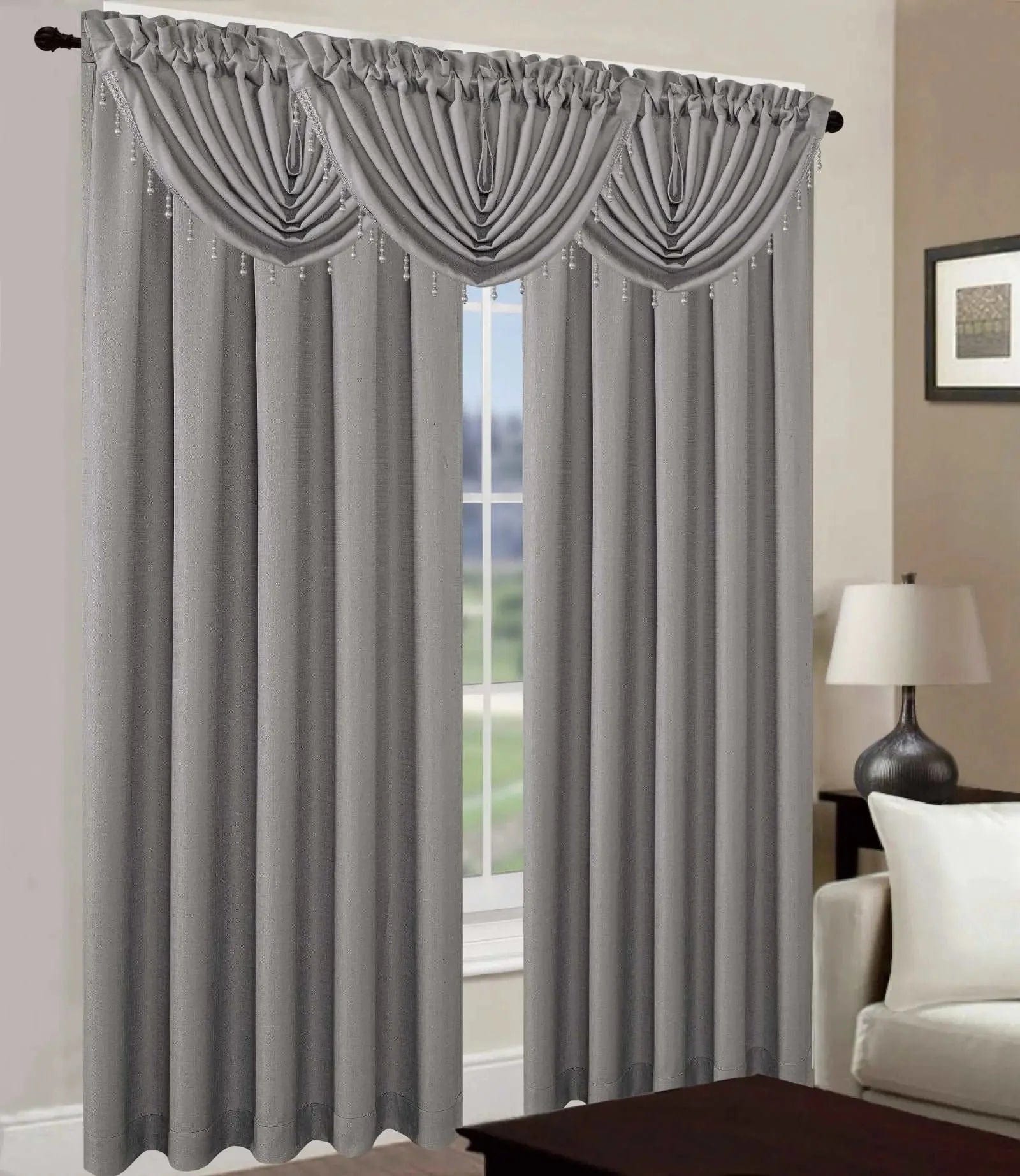 Linen World Silver “Leah” Rod Pocket Jacquard Window Curtain Panel