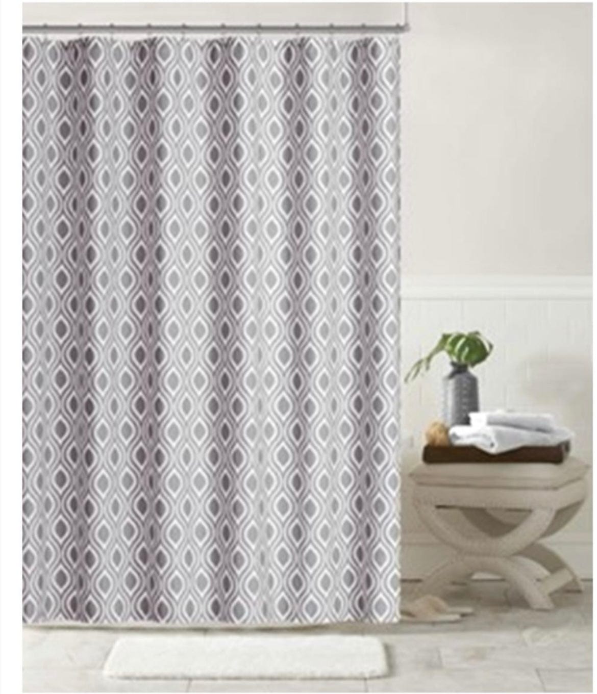 Linen World Silver ‘Ostrich’ Heavy Fabric Shower Curtain
