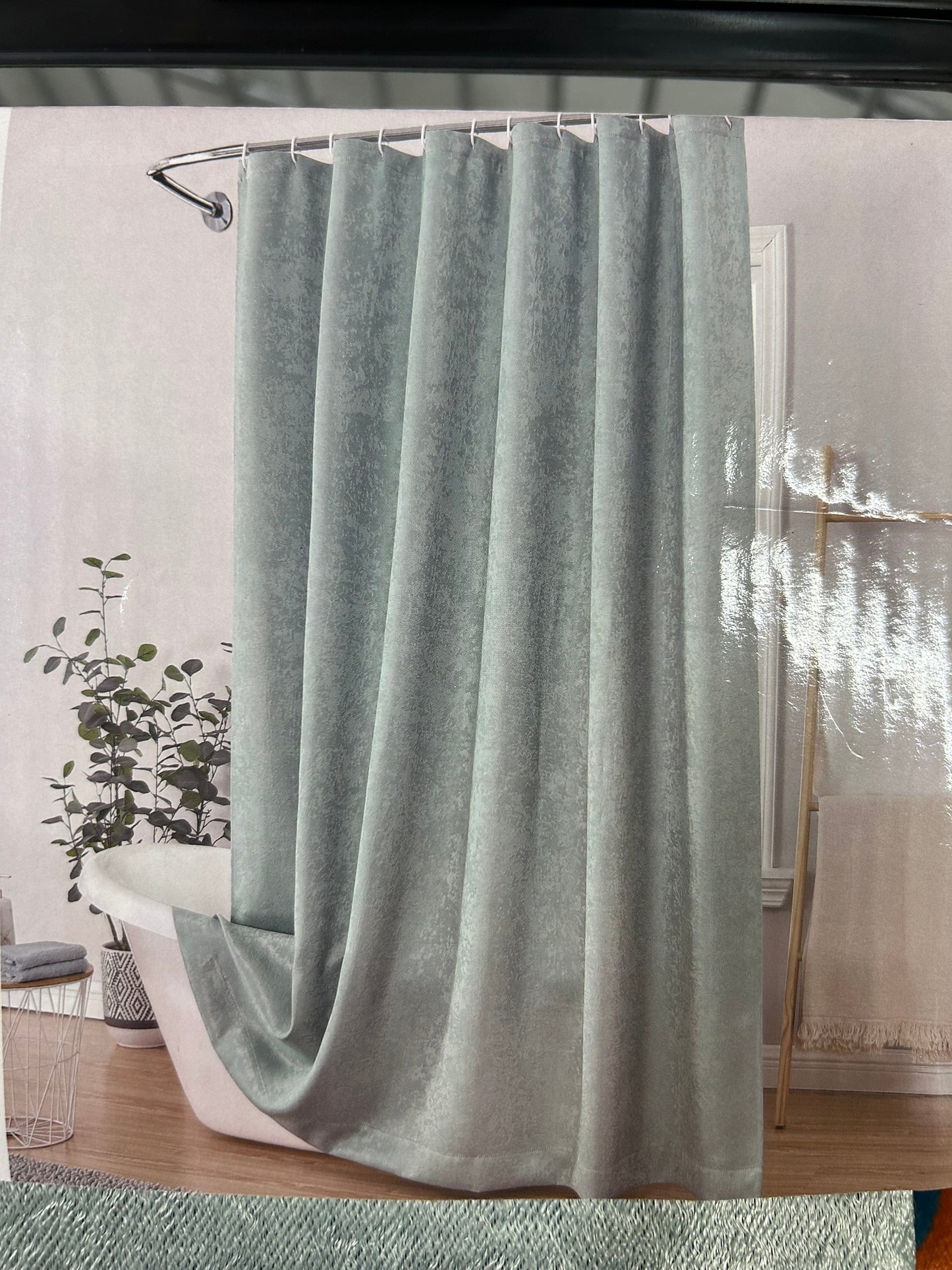 Linen World Silver ‘Peninsula’ Heavy Duty Water Resistant Shower Curtain