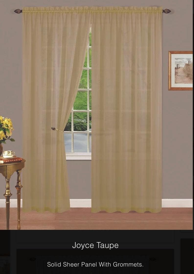 Linen World Curtains & Drapes Taupe / 63 inch “Joyce” Sheer Rod Pocket Panel