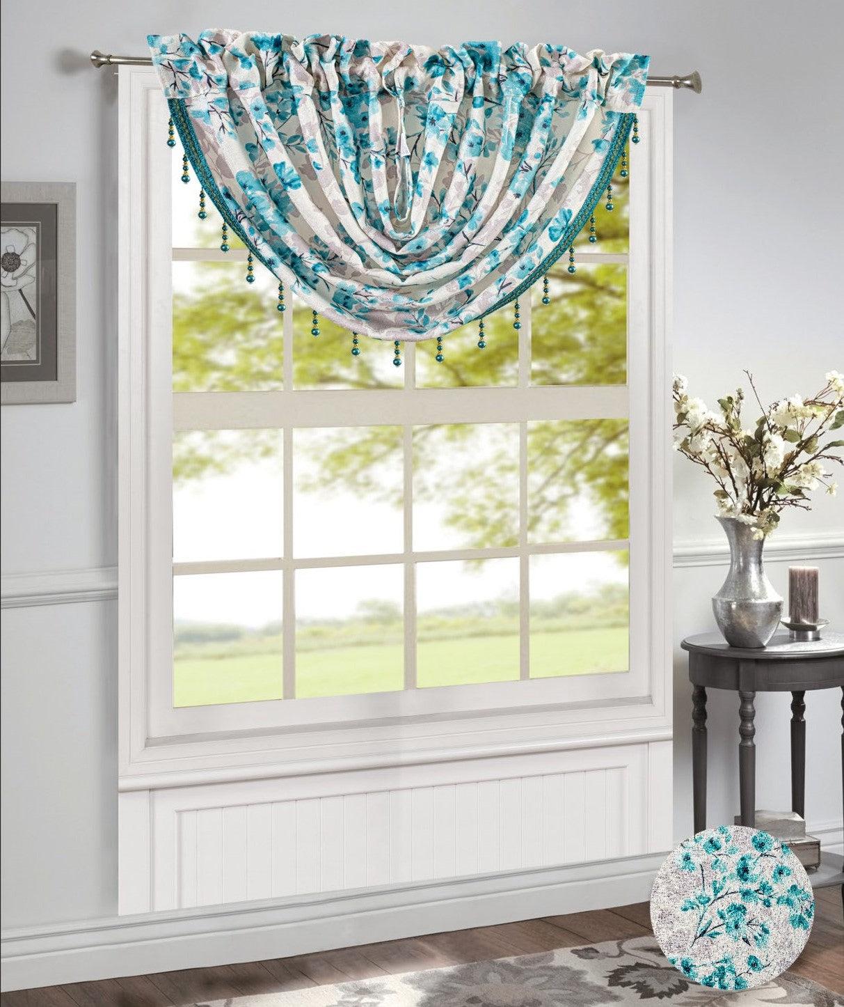 Linen World Teal “Brandy” Rod Pocket Valance