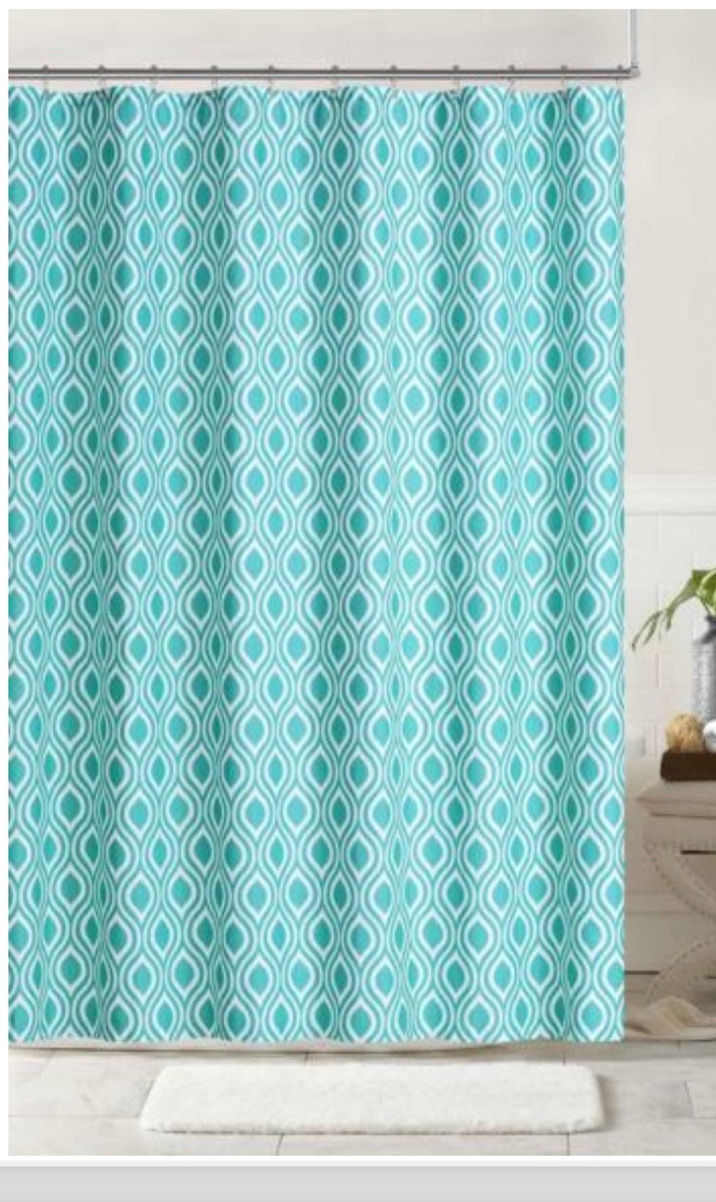 Linen World Teal ‘Ostrich’ Heavy Fabric Shower Curtain