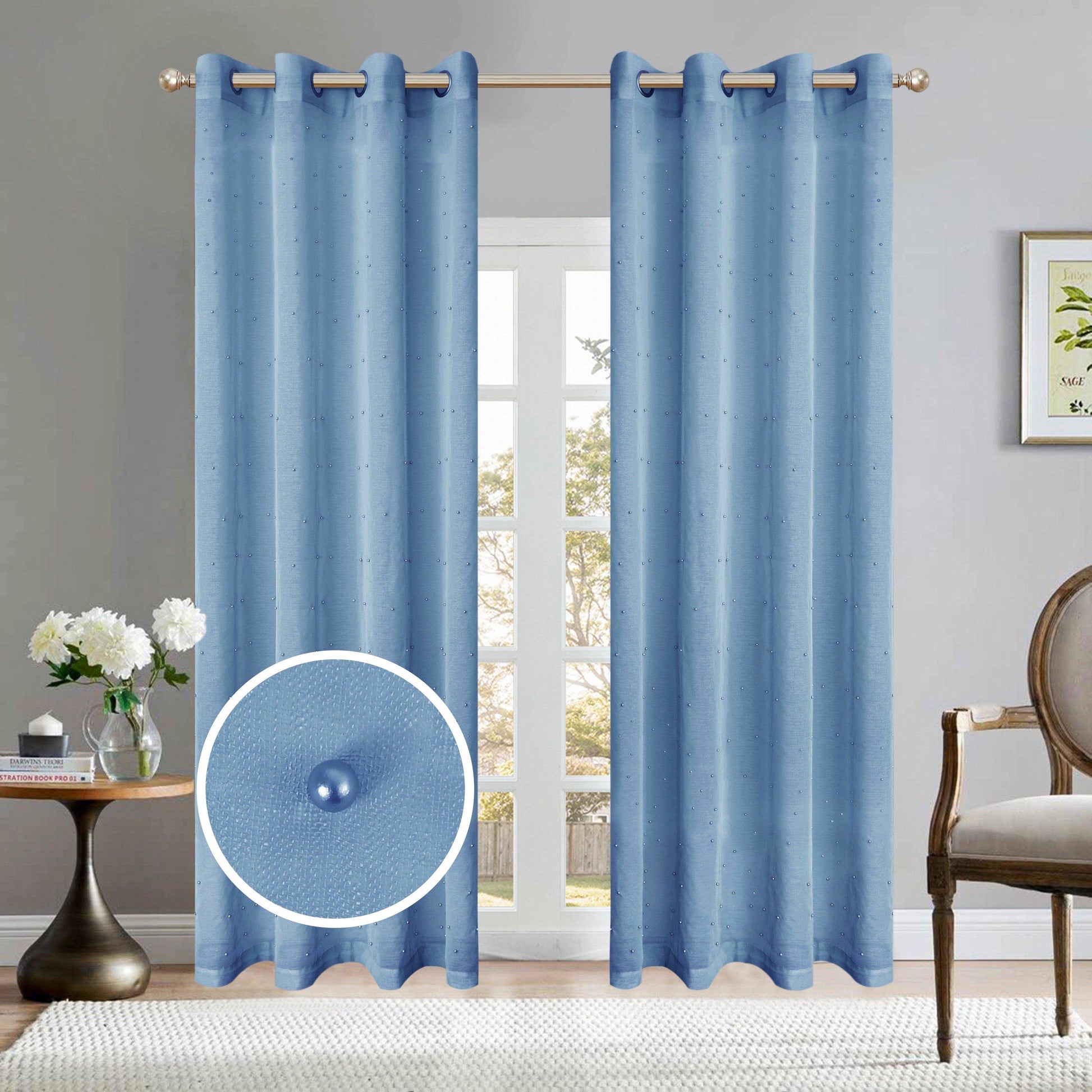 Linen World Teal “Pearl” Curtain Panel