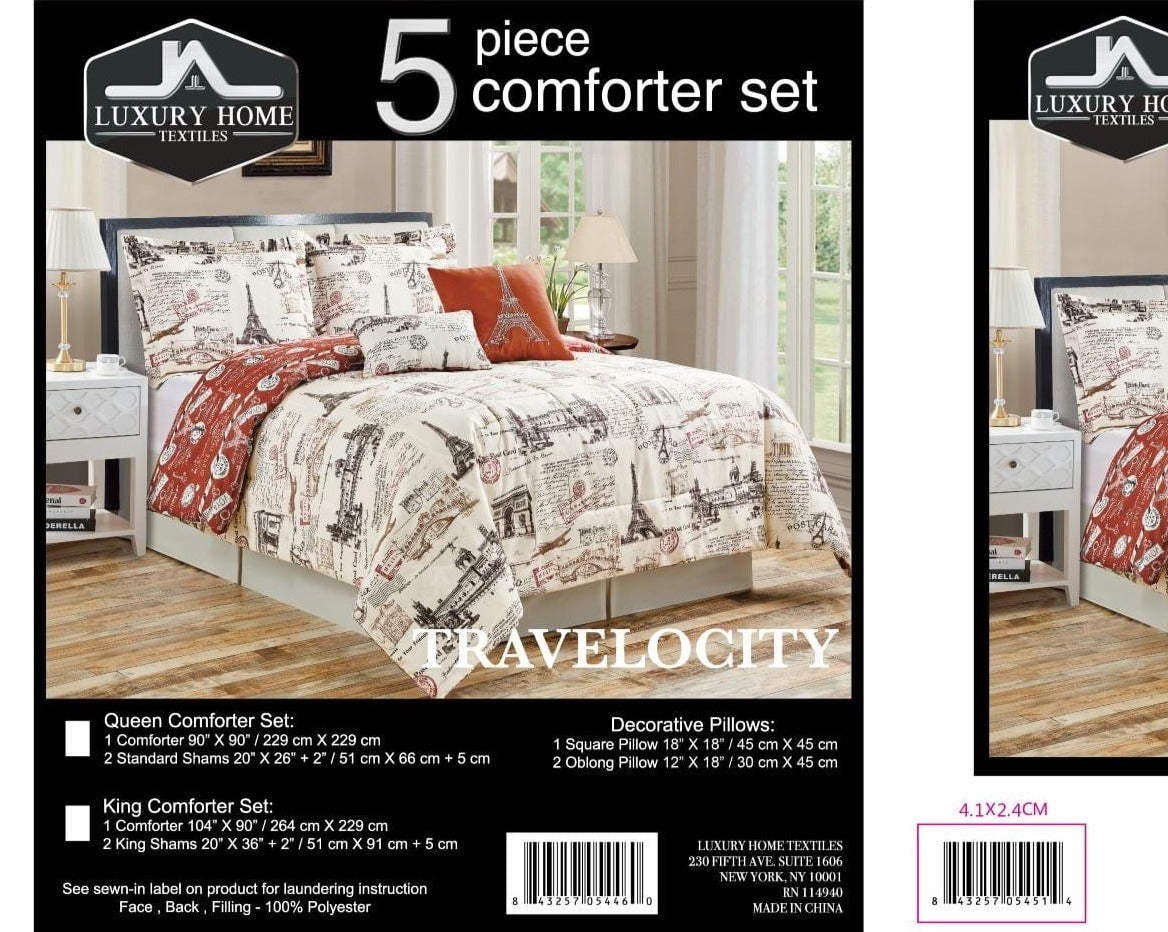 Linen World "Travelocity" Oversized 5 PC Comforter Set