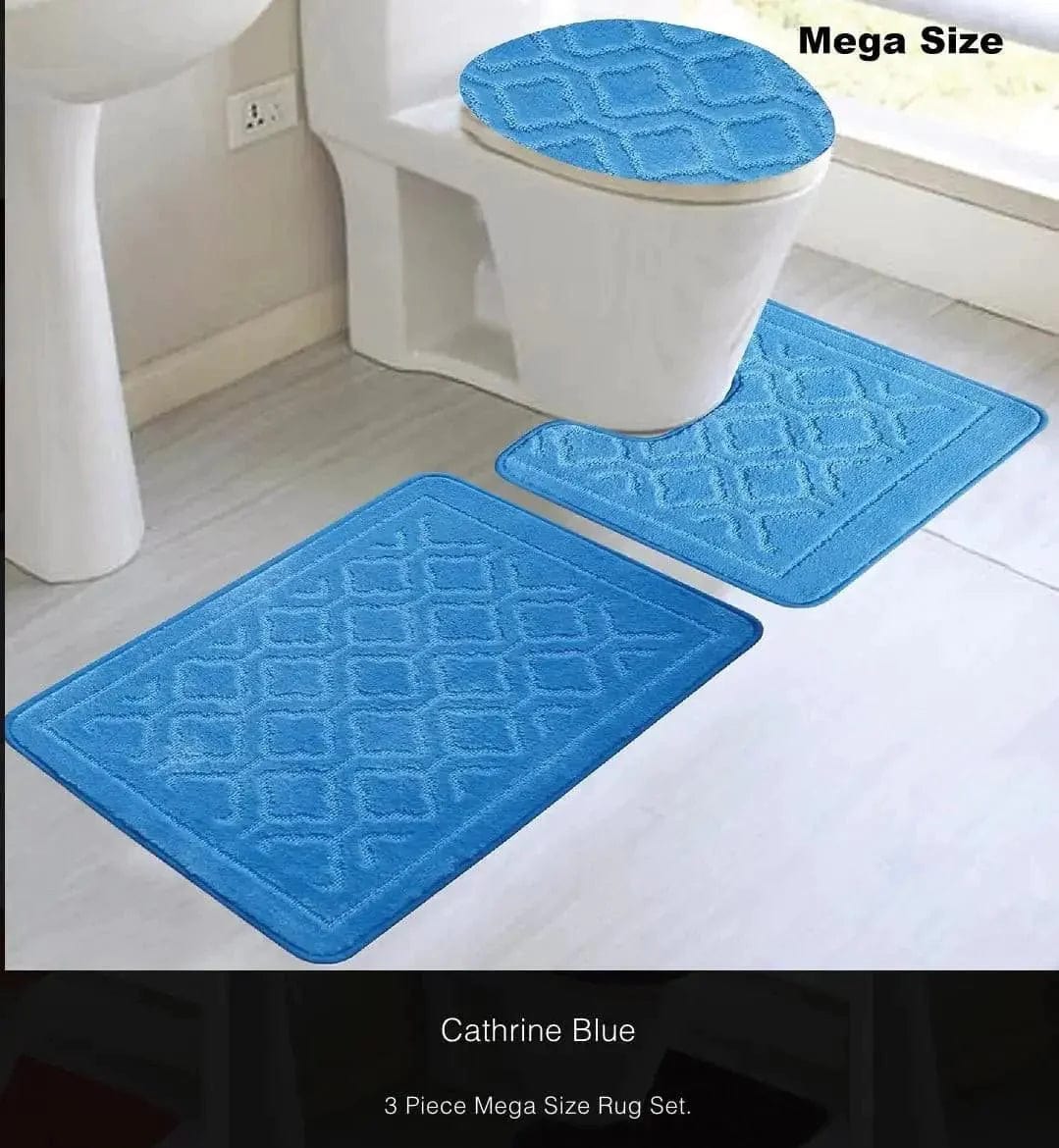 Linen World Bath Mats & Rugs Turquoise Catherine 3 pc Mega Bathroom Rug Set