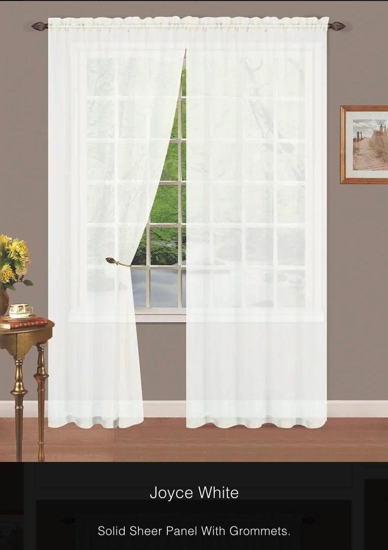 Linen World Curtains & Drapes White / 63 inch “Joyce” Sheer Rod Pocket Panel