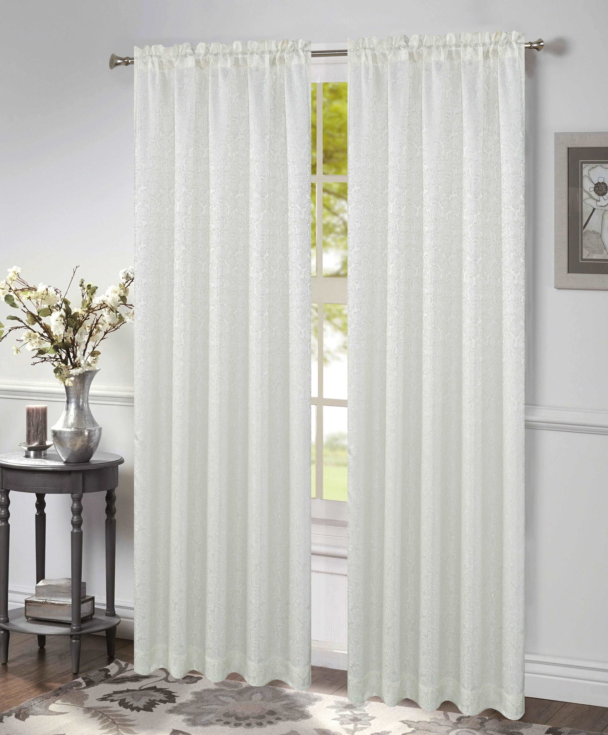 Linen World Home & Garden White “Angelina “ flower curtain panel