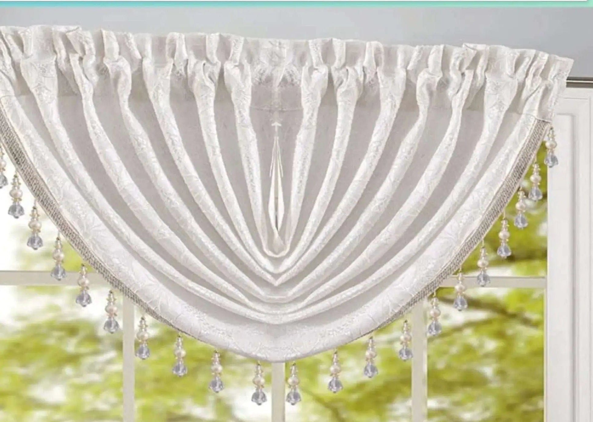 Linen World White “Roxanne” Flowered Rod Pocket Valance