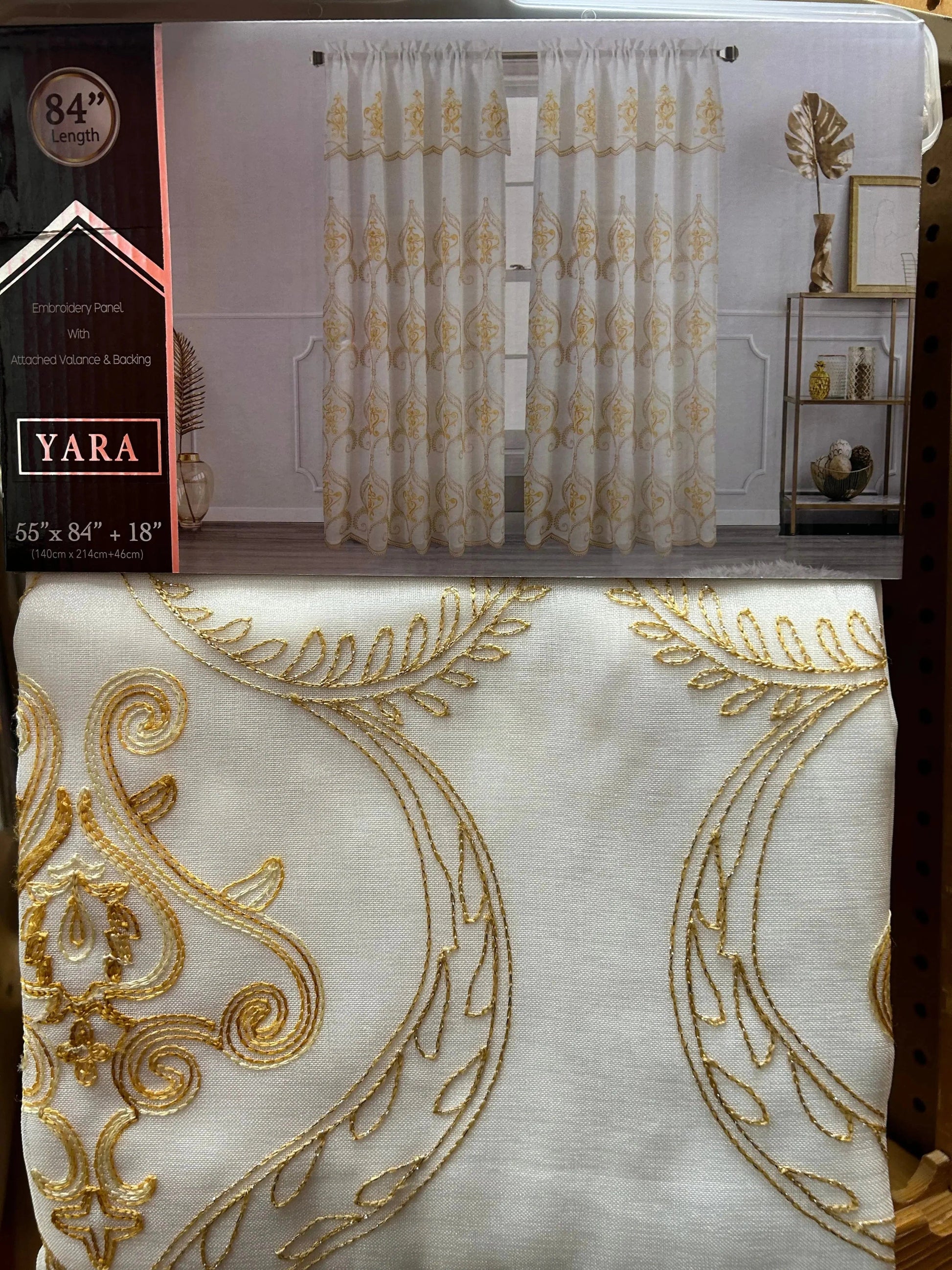 Linen World Yara Curtain Panel with Attached Valance