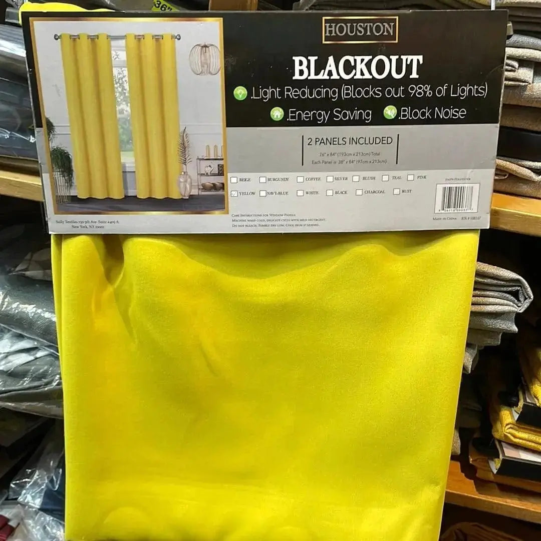 Linen World Curtains & Drapes Yellow “Houston” 2 Pack Blackout Window Curtains